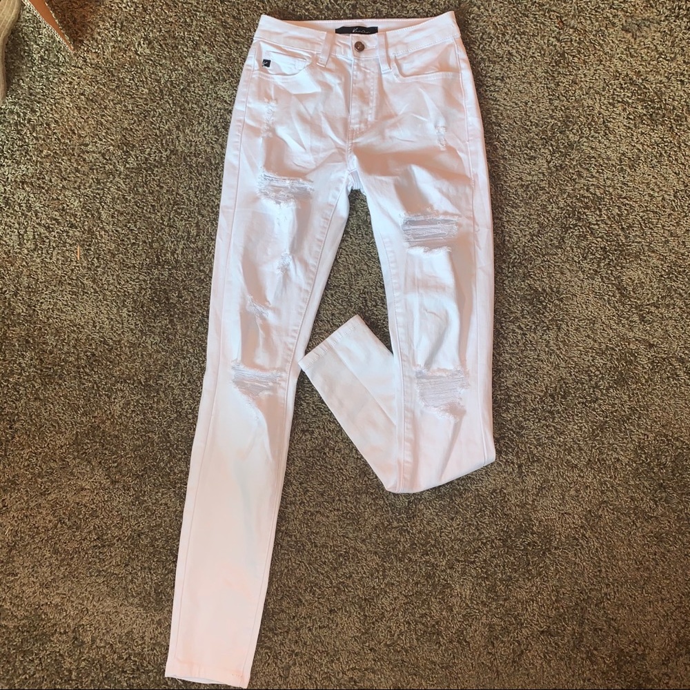 kancan - white ripped skinny jeans - size 0/23